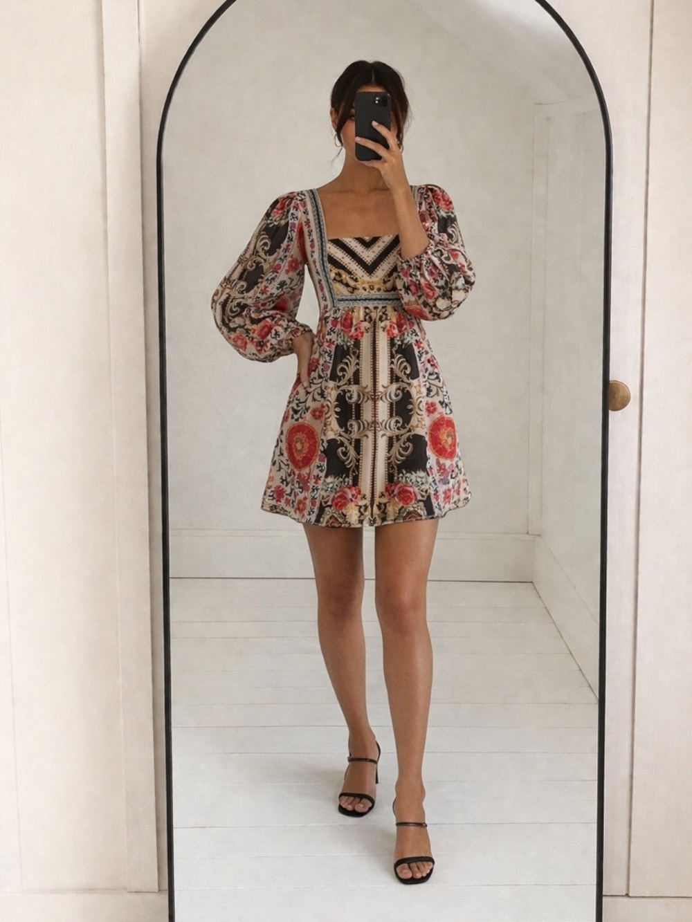 Anthropologie Nikasha Small Floral Mini Dress Puff Sleeve Bohemian